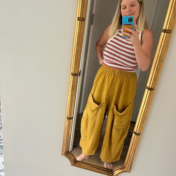 Women's Mustard Wide-Leg Pants - Picture 5 of 8